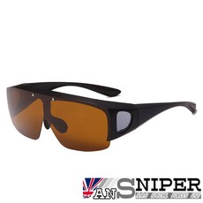 [ANSNIPER] 抗uv400 近視專用可上翻保麗萊偏光套鏡組, 1個, 黑褐色