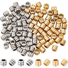 201 스테인리스 2종 컬럼 비즈 세트 골드 스테인리스색 4.5~5x4.5~5mm 구멍 3mm 100개 목걸이 팔찌 공예 DIY, 1개, 색상