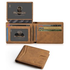 RUNBOX 남성용 지갑 슬림 RFID 가죽 2 신분증 창 선물 상자 포함 티베트 블루-SZW 미니멀리스트 그외 각종 384720
