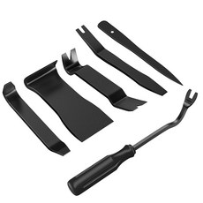 GOOACC 11피스 자동 트림 제거 도구 키트 긁힘 방지 도구 키트 자동차 오디오 대시 창 몰딩 패스너 리무버 도구 키트-레드, 6PCS Trim Removal Tool, Black