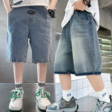 [1+1] 룩앤필 아동 트렌디 와이드핏 밴딩 청 반바지 2종세트