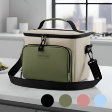 DUGNSTUDIO 2025 숄더형 PEVA 방수 3중 보온 보냉백 보냉가방, 카키+베이지, 1개