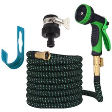 25FT 50FT 75FT 3倍伸縮高壓彈力伸縮水管 洗車澆花園藝水管 萬用清潔水管, 黑綠色