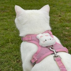 狗狗牽引繩背心式泰迪比熊小型犬胸揹帶貓咪遛兔子繩鏈寵物用品, 1個, 粉色小兔子