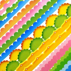 [동화오피스] 쥬쥬 펠트막대 테두리꾸미기 환경구성 환경미화, 반달꽃띠 연두