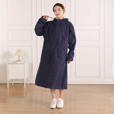 스패로우하우스 여성 레인코트 일체형 모자 허리 스트링 조절 등산 골프 여자 방수 성인 우비 비옷, 네이비