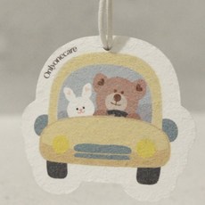 Onlyonecare 超萌造型沐浴棉 兒童洗澡海綿 熊兔開車 太空人圖案 附掛繩, 1個, 熊兔開車出遊趣(附掛繩), 熊兔開車出遊趣(附掛繩)