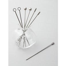 이쑤시개 꼬지 재사용 칵테일 꼬치 금속 과일 스테인레스 마티니 샌드위치, 01.A형 실버 과일픽 6개