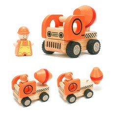 유아 레미콘트럭 원목캐릭터 장식소품 나무블럭조립, 1피스, 1개