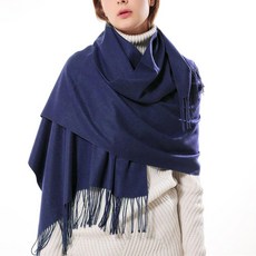 OHAYOMI 여성용 두꺼운 오버사이즈 파시미나 숄 랩 스카프 부드러운 겨울용 따뜻한 담요 레드 라지 141561, 네이비