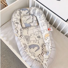 亞馬遜純棉嬰兒牀中牀便攜式嬰兒躺椅可拆洗移動嬰兒窩防壓睡牀, 條紋熱帶雨林