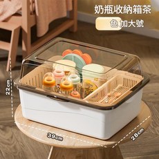 LWWYAREA 奶瓶收納箱 翻蓋防塵瀝水架, 大號 - 茶色, 大號 - 茶色