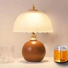 침대 헤드 독서등 테이블 책상 탁자 미니 위 간접등 무드등 협탁 위, V. 나무결 무늬 램프 본체 5와트 3색 조명