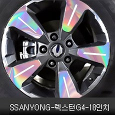 쌍용-렉스턴G4 18인치 (휠4개+1개) 홀로그램 휠마스크 휠스티커 데코 튜닝 차량용품 스티커, 1세트