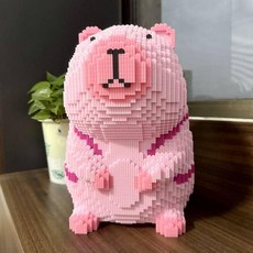 대형 딸기 곰 조립 블록 성인 퍼즐 장난감 선물, 1개, 35cm 핑크 카피바라