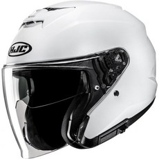 HJC Helmets Motorcycle Jet 헬멧 오픈 페이스 with Built-in 선바이저 Ventilation Removable Interior i31 Solid J, 펄 화이트, Medium