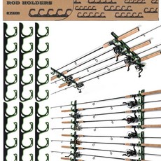 플라스틱 천장 낚싯대 홀더 공간 절약형 벽걸이 내구성 소재 미끄럼 방지 보호 기능 차고용, 4. green 15 rods holder