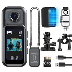 BOBLOV W1 64GB HD 1080P 바디 착용 카메라 클립 2개가 있는 웨어러블 바디 캠 루프 녹화 바디 카메라 지원 타임 스탬프 여행 운전자 배달원 강의 녹, 64GB 플러스