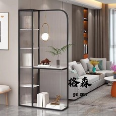 【格森】進門客廳玄關櫃屏風 簡約現代沙發入戶對門長虹水紋玻璃隔斷置物架
