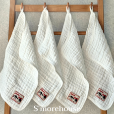 스모어하우스 자체제작 6겹 요루거즈 순면 친환경 키친 크로스 행주 고리수건, 3개, 화이트