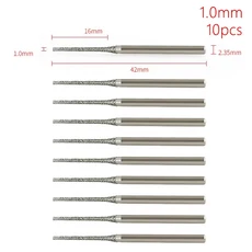 10Pcs 0.8-2.5mm 다이아몬드 코팅 드릴 비트 2.35mm 생크 실버 폴리싱 헤드 유리 목공 용 그라인딩 버, 07 10Pcs 1.0mm