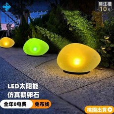 太陽能花園燈 LED戶外照明 園藝燈 陽臺燈 庭院裝飾 仿真石頭燈 七彩鵝卵石燈, 太陽能仿真鵝卵石【1個裝】,仿真鵝卵石-草坪燈【彩光】