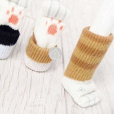 고양이 니트 의자발커버 4P 의자다리캡 식탁의자다리커버 의자바닥보호, 1냥이발커버-회색