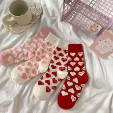 CHENGSI 4켤레 가을 하트 알파벳 양말 여자 양말