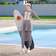 新款泳衣女大碼胖mm連體長袖長褲遮肚顯瘦全身潛水服成人