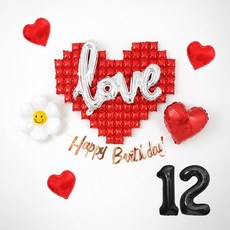 심플 러브 빅하트 데이지 하트 호일풍선 생일파티세트, 심플러브 숫자12, 1개