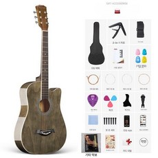 입문용 통기타 픽업장착 독학용 기타 미니기타 초보자용, 1개, [유광 단판] 38인치 잉크 블랙, 기본 모델명/품번