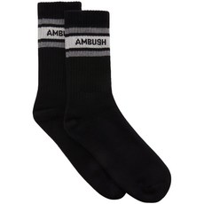 앰부쉬 로고 자카드 골지 양말