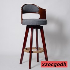 xzocgodh 現代簡約實木旋轉吧台椅, 1個, 棕木架棕木灰色棉麻【高度備註】