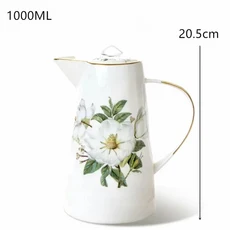 유럽 본차이나 티포트 영국식 애프터눈 티컵 고급 도자기 내열 주전자 1000ml, 09 White pot