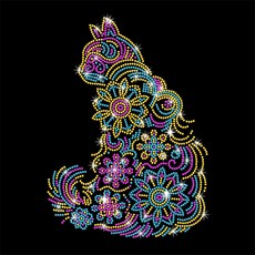 1개 고양이 모양 유리 핫픽스 라인스톤 다리미 부착형 액세서리 (옷 가방 바지용) 297x210mm, 혼합색