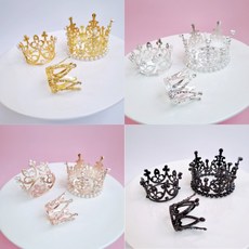 고급형 진주 티아라 왕관 토퍼 케이크 장식 웨딩 소품 12P, 1개, 미니큐빅티아라(S) 블랙 12p