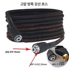 고압세차기 물호스 물분사기 마당 정원용 호스릴, 7m 강선 10.5mm, 1cm