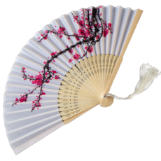 고려죽선 수공예 전통 실크 부채 접부채, 3개, 매화
