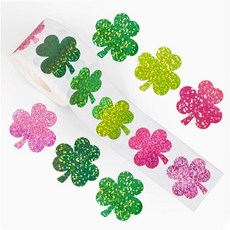 디어플레이스 홀로그램 반짝 스티커 과일 꽃 500매, 1개, 12 클로버 2.5cm