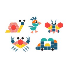 JoyBaby 180片七巧板積木玩具，兒童早教益智啟蒙拼圖，木製幾何組裝教具, 180入組-幾何七巧板, 1個, 1人