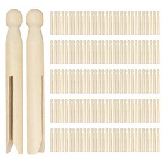SEUNMUK 10.9cm(4.3인치) 나무 돌리 페그 150개 빈티지 인형 빨래핀 전통적인 스타일 원형 옷 공예 세탁 야외용 245301