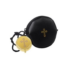Pyx 골드 크로스 컨테이너를 위한 성찬식 버스 호스트 사제 집사를 가톨릭 가방 블랙 코드 139727