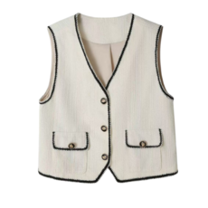 Makone 여성 싱글 브레스트 빈티지 트랜드 데일리 조끼