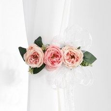 작약 조화 꽃 커튼 집게 타이백 피오니 22cm 6컬러 인테리어 실내 장식 소품 고정 홀더 선물 꾸미기, 핑크, 1개