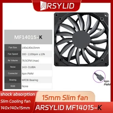 ARSYLID MF14015 14cm ARGB 슈퍼 슬림 두께 초박형 PWM 온도 제어 섀시 냉각 팬 5V, 01 MF14015-K, 01 default