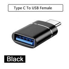 2PC 유형 USB 어댑터 여성 커넥터 남성 노트북 변환기, Type C USB Bla