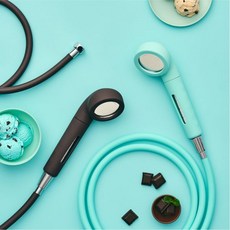 SET 퓨어썸 컬러 필터 샤워기+컬러 튜브 샤워호스 2M 민트초코, 버터옐로우, 쿨핑크 2M