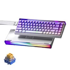 AULA HERO 68 HE 마그네틱 자석축 기계식 키보드 유선 8K 게이밍 키보드, RGB lighting box wired, purple white contour line