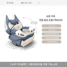 전동 리클라이너 의자 전동의자 안락의자 각도조절 체어, 가죽 파란색 흰색 전기 목소리 고양이 천