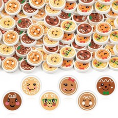 BZaber 아동용 크리스마스 진저브레드 미니 지우개 벌크 60P 생강 빵 귀여운 이모티콘 연필 지우개 3D 책상 퍼즐 문구 선물 학생 교실 보상 게임 상품 선물 가방 스타킹